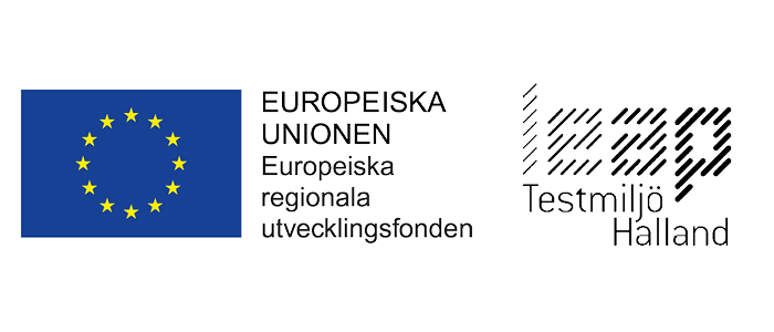 Testmiljö Halland och Europeiska regionala utvecklingsfondens logotyper