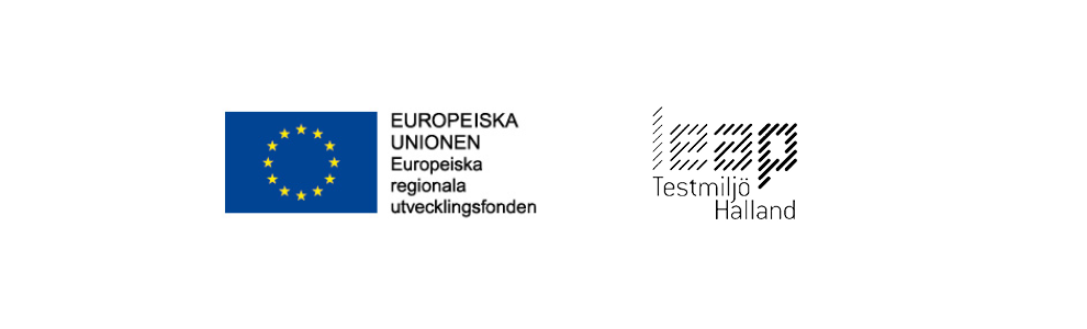 Leap, Testmiljö Halland och ERUF-logotyp (Europeiska regionala utvecklingsfonden)