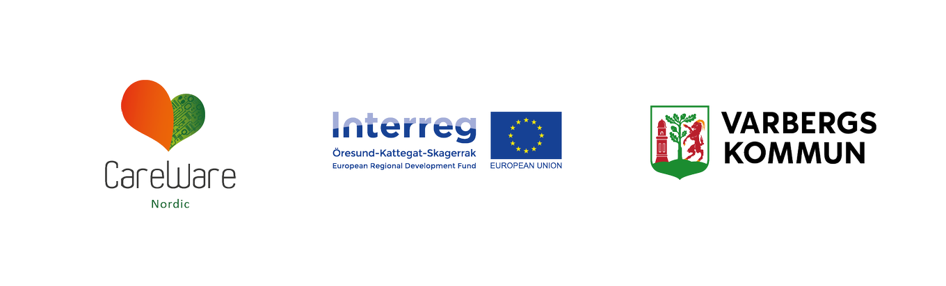 Logotyper för Careware Nordic, Varbergs kommun och Interreg